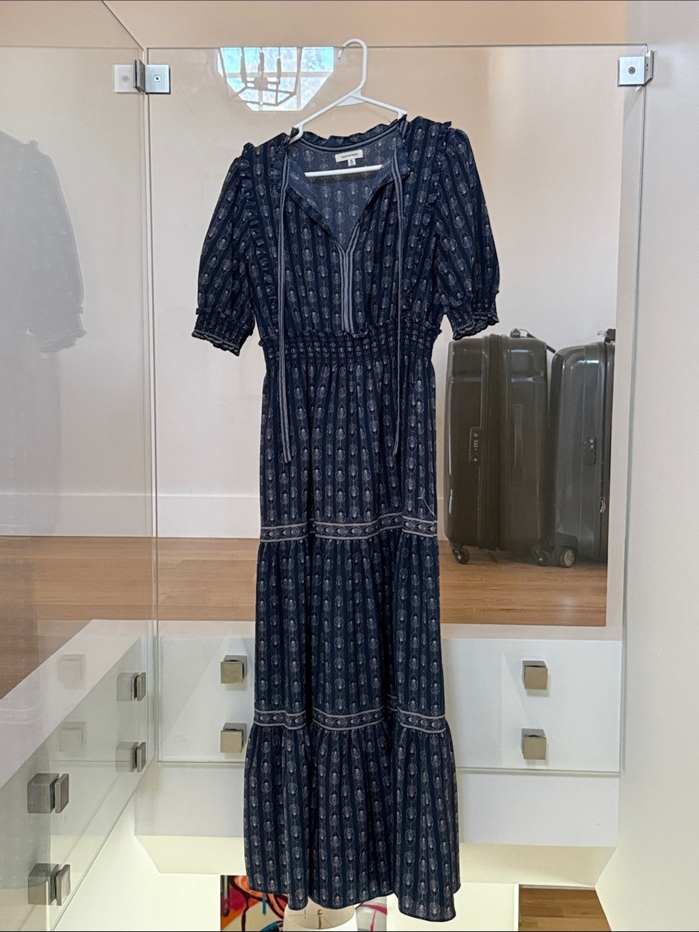 Max Studio Navy Paisley Tie-Front Maxi Dress